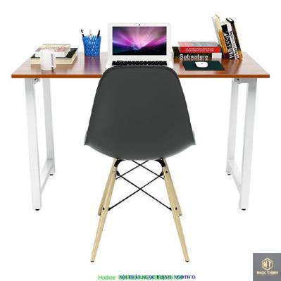 Bộ Bàn NGOTICO Rec-T Chân Trắng Màu Cánh Gián Và Ghế Eames Chân Gỗ Đen