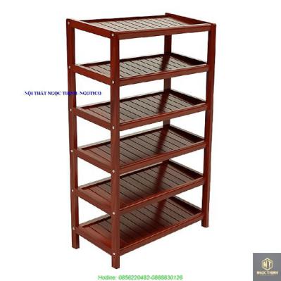 Kệ Dép 6 Tầng Gỗ Cao Su NGOTICO NTC663 (63 x 30 x 105 cm) - Cánh Gián