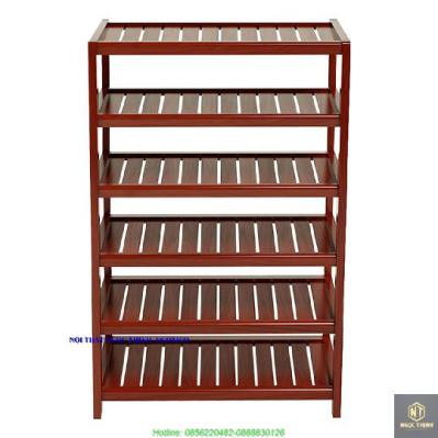 Kệ Dép 6 Tầng Gỗ Cao Su NGOTICO NTC663 (63 x 30 x 105 cm) - Cánh Gián