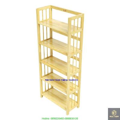 Kệ Sách 5 Tầng Gỗ Cao Su NGOTICO KS563 (63cm) - Tự Nhiên