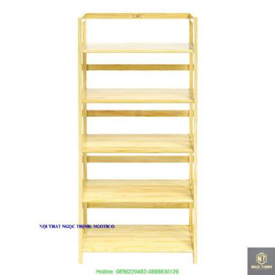 Kệ Sách 5 Tầng Gỗ Cao Su NGOTICO KS563 (63cm) - Tự Nhiên