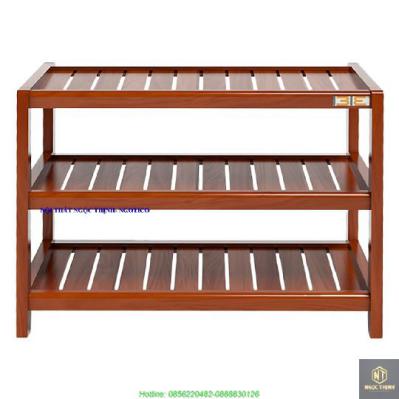 Kệ Dép 3 Tầng Gỗ Cao Su NGOTICO NTC363 (63 x 30 x 50 cm) - Tự Nhiên