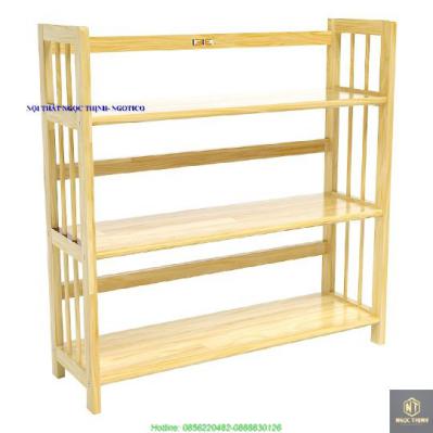 Kệ Sách 3 Tầng Gỗ Cao Su NGOTICO HB390RN (90cm) - Màu Tự Nhiên