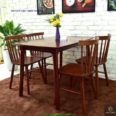Bộ Bàn Ăn Pinnstol Y 4 Ghế Màu Walnut NGOTICO DTPIYWN4
