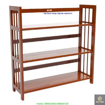 Kệ Sách 3 Tầng Gỗ Cao Su NGOTICO HB390RC (90cm) - Màu Cánh Gián