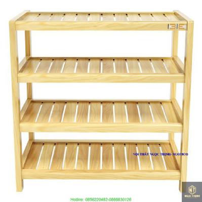 Kệ Dép 4 Tầng Gỗ Cao Su NGOTICO NTC463RN (63 x 68 cm) - Màu Tự Nhiên
