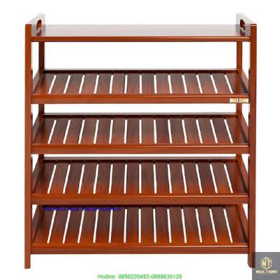 Kệ Dép 5 Tầng Gỗ Cao Su Ván IV573 (73 x 30 x 90 cm) - Tự Nhiên