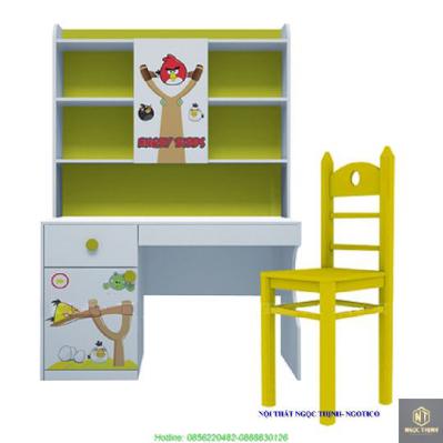 Bộ Bàn Học Có Giá Sách Hình Angry Bird NGOTICO CSARBM12B (1m2) - Xanh