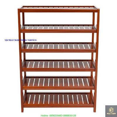 Kệ Dép 6 Tầng Gỗ Cao Su NGOTICO NTC673 (73 x 30 x 105 cm) - Tự Nhiên
